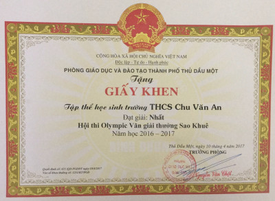 Kết quả chung kết Olympic Văn – Giải thưởng Sao khuê năm học 2016 - 2017