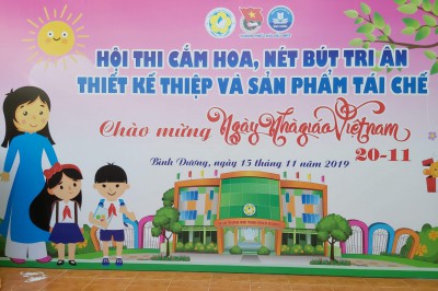 Hội thi cắm hoa, nét bút tri ân, thiết kế thiệp và sản phẩm tái chế năm học 2019 - 2020