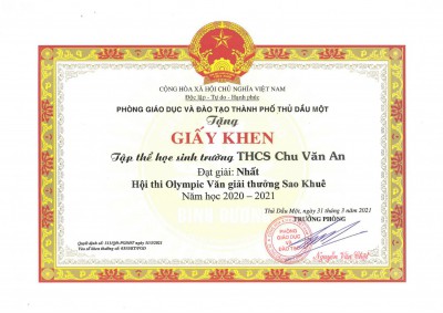 Hội thi Olympic Văn - Giải thưởng Sao Khuê cấp Thành phố năm học 2020 - 2021