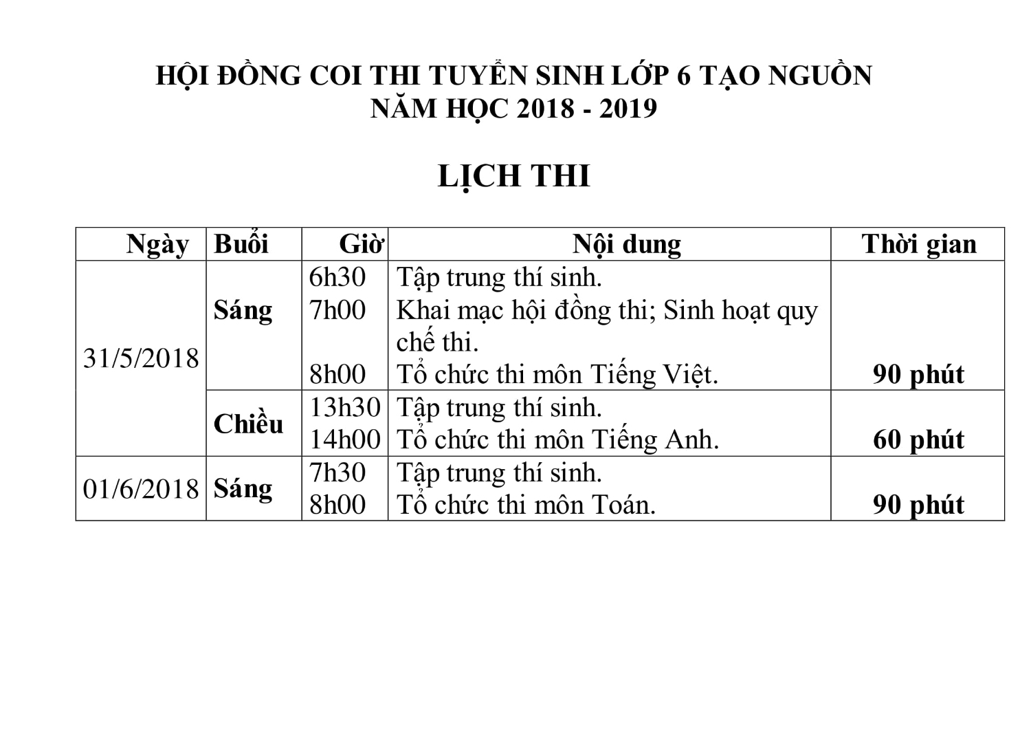 Lich thi lop 6 TN NH 2018 2019 1