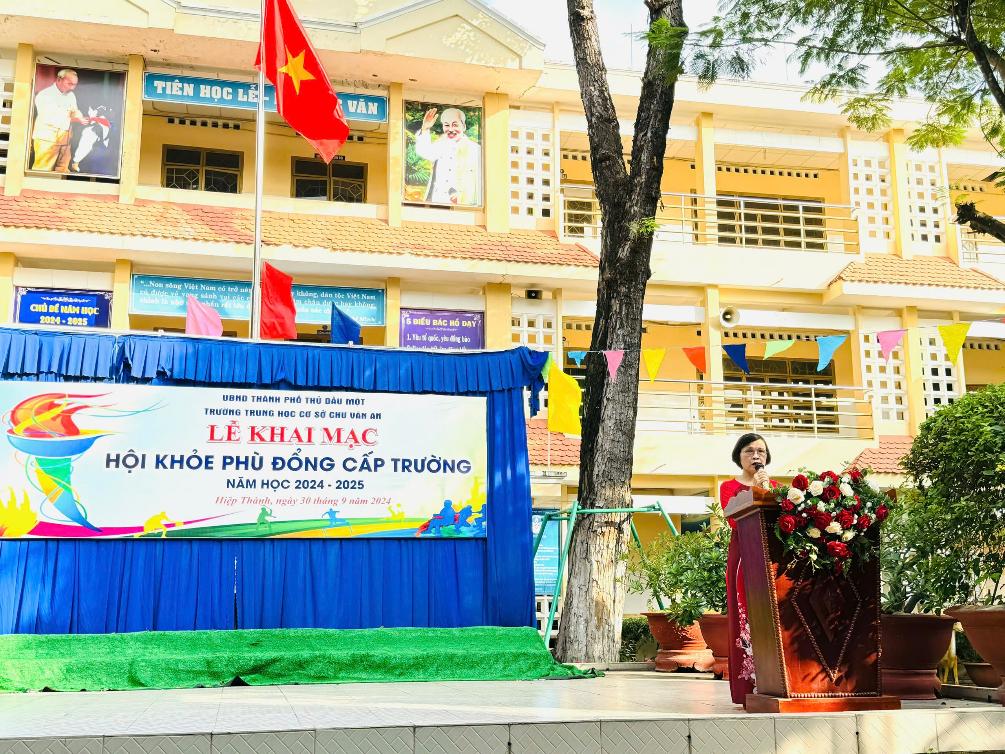 Trường THCS Chu Văn An, thành phố Thủ Dầu Một, tỉnh Bình Dương Khai mạc Hội khỏe Phù Đổng cấp Trường năm học 2024 – 2025